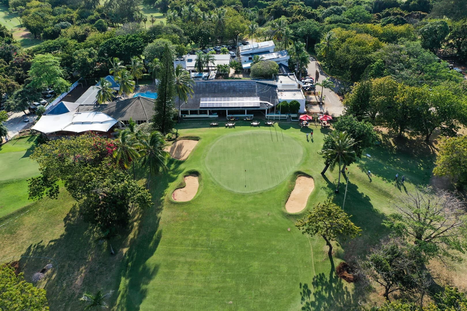 Full aerial overview of the 18-hole layout